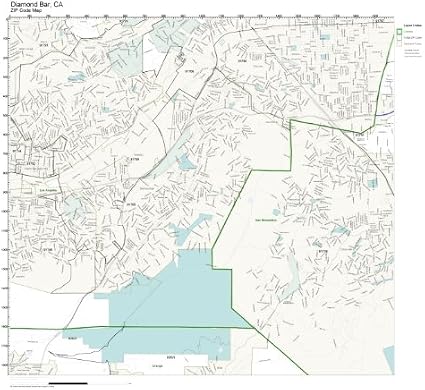 Amazon.com: ZIP Code Wall Map of Diamond Bar, CA ZIP Code Map Laminated