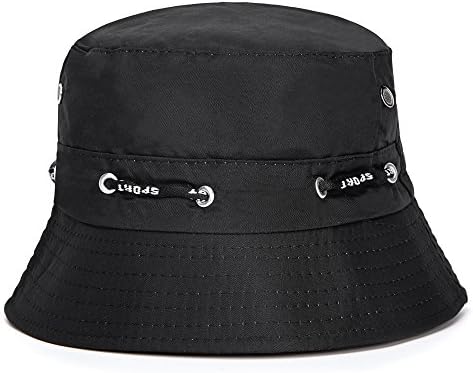 Fashion Bucket Hat With String - Summer Fishing Hunting Camping Tourism Hats Black