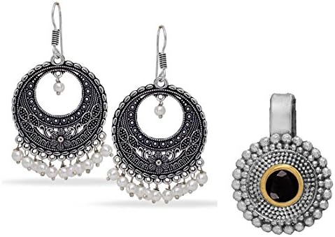 Fashion Honor Designer Colorful Nose Pin &amp; Earrings Combo Set Jewellery Gift For Her, Girl, Women, Mother, Sister, Girlfriend, Party Wear, Daily Wear