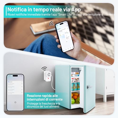 COTINSE WiFi Current Break Detector Smart Socket | Home Burglar Alarm, Power Lack Alarm 110 dB, LED, Blackout Alert on Smart Life/Tuya App