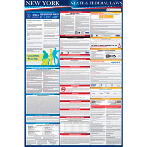 2019 (New) New York State and Federal Labor Laws Poster - OSHA Workplace Compliant 24" x 36" - All in One Required Posting - UV Coated - Thumbnail 2