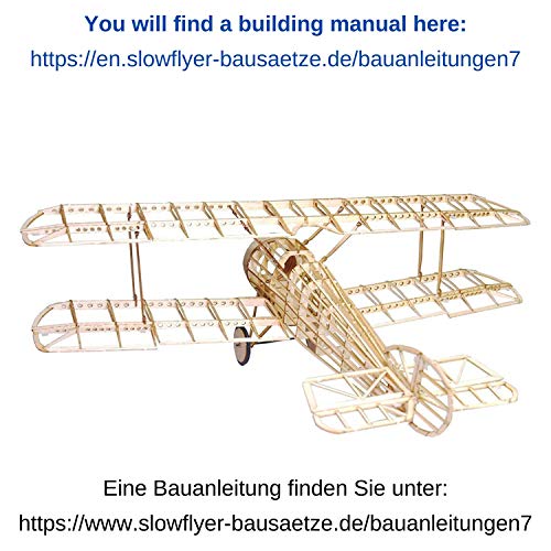 Sopwith Camel Slow Flyer KIT, 505 mm Spannweite, Maßstab 1/20, Modellflugzeug zum selber Bauen, Balsa Holz Bausatz, RC… – Bild 3