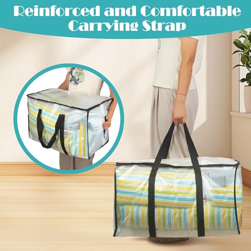 4 Pieces Large Storage Bag, 90L Clothing Storage Bag, Waterproof, Heavy Duty and Extra Large, Garment Bag with Handle for Storing and Organizing Clothes