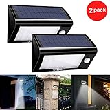 Solar Powered Security Floodlights- Set of 2- Motion Activated Lights- Wireless Outdoor Light- 32 Ultra Bright LEDs- Peel and Stick- Best for Patio, Garden, Path, Pool, Yard, Deck (Black) (2)