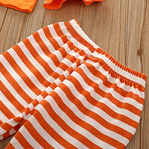 Halloween Baby Girls Outfit Toddler Long Sleeve Top Blouses Flare Pants Pajamas Clothes Set Pumpkin Printed 2 Pieces Yellow 18-24M