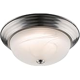 East Grove Home Builder Essential Collection LED 16W 1,350 Lumens 11in Round Flush Mount Ceiling Light with White Marbled Gla