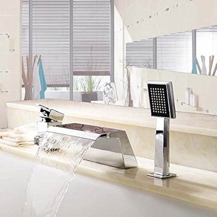 Deck Mount 3 Pcs Waterfall Glass Shower Jacuzzi Hot Tub With