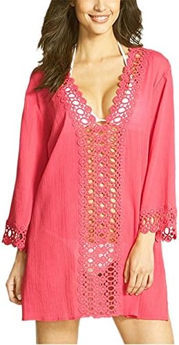 Beach Swimsuit Cover Up Summer Autumn Dress Women Kaftan Beach Towel Swim Suit Dress RedL