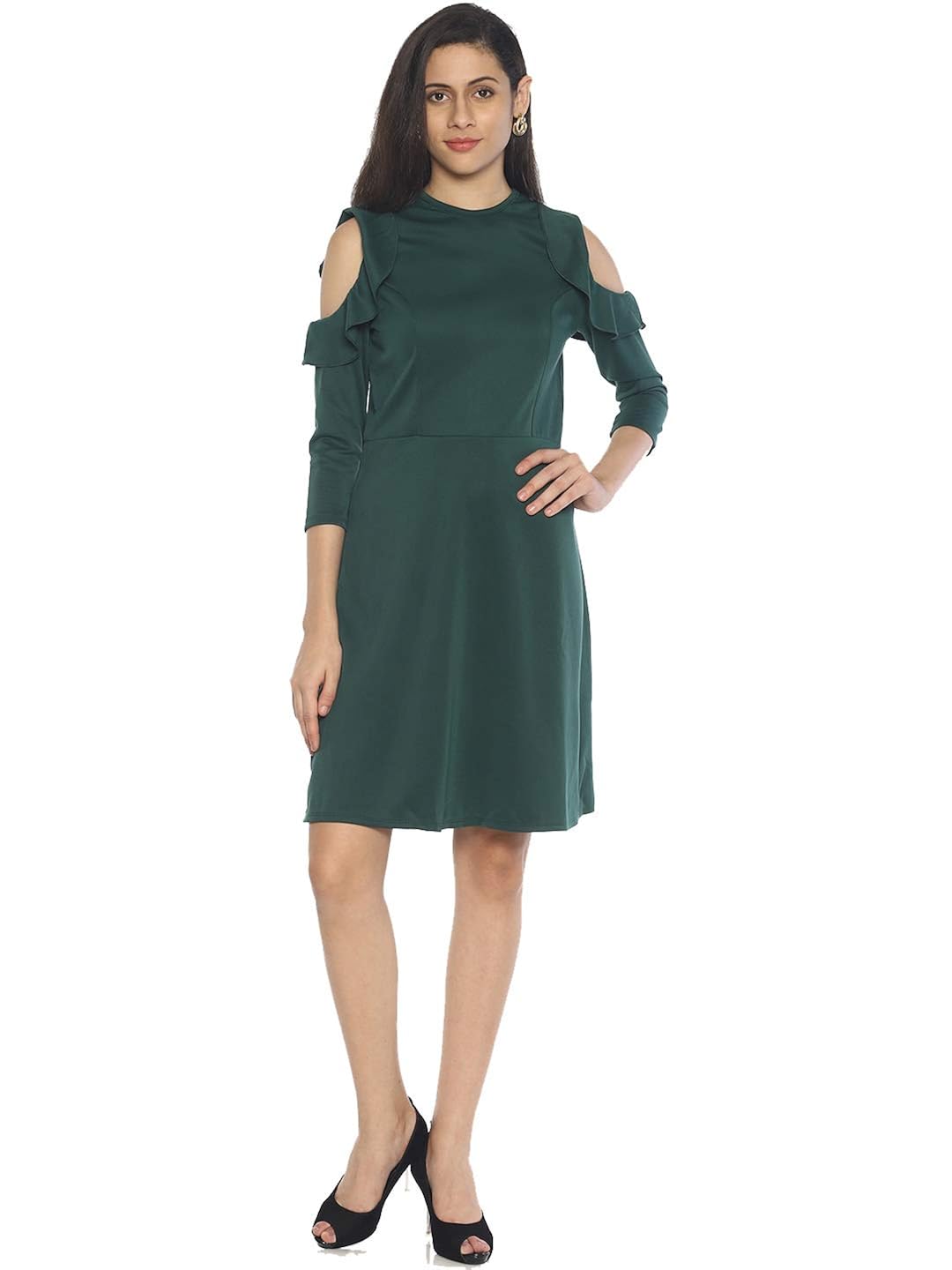 knee length cold shoulder dress