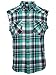 NUTEXROL Men's Casual Flannel Plaid Shirt Sleeveless Cotton Plus Size Vest Green and White L