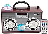Sykik SP2021BT Bluetooth Boom Box with SD/MMC/USB, FM Radio, Disco Light, Built-in Rechargeable Battery & Remote Control