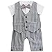 FEESHOW Baby Boys' Cotton Formal Gentleman Romper Vest with Bow-tie Outfit Set Gray 9-12 Months