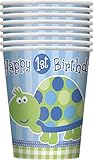 9oz Turtle 1st Birthday Party Cups, 8ct