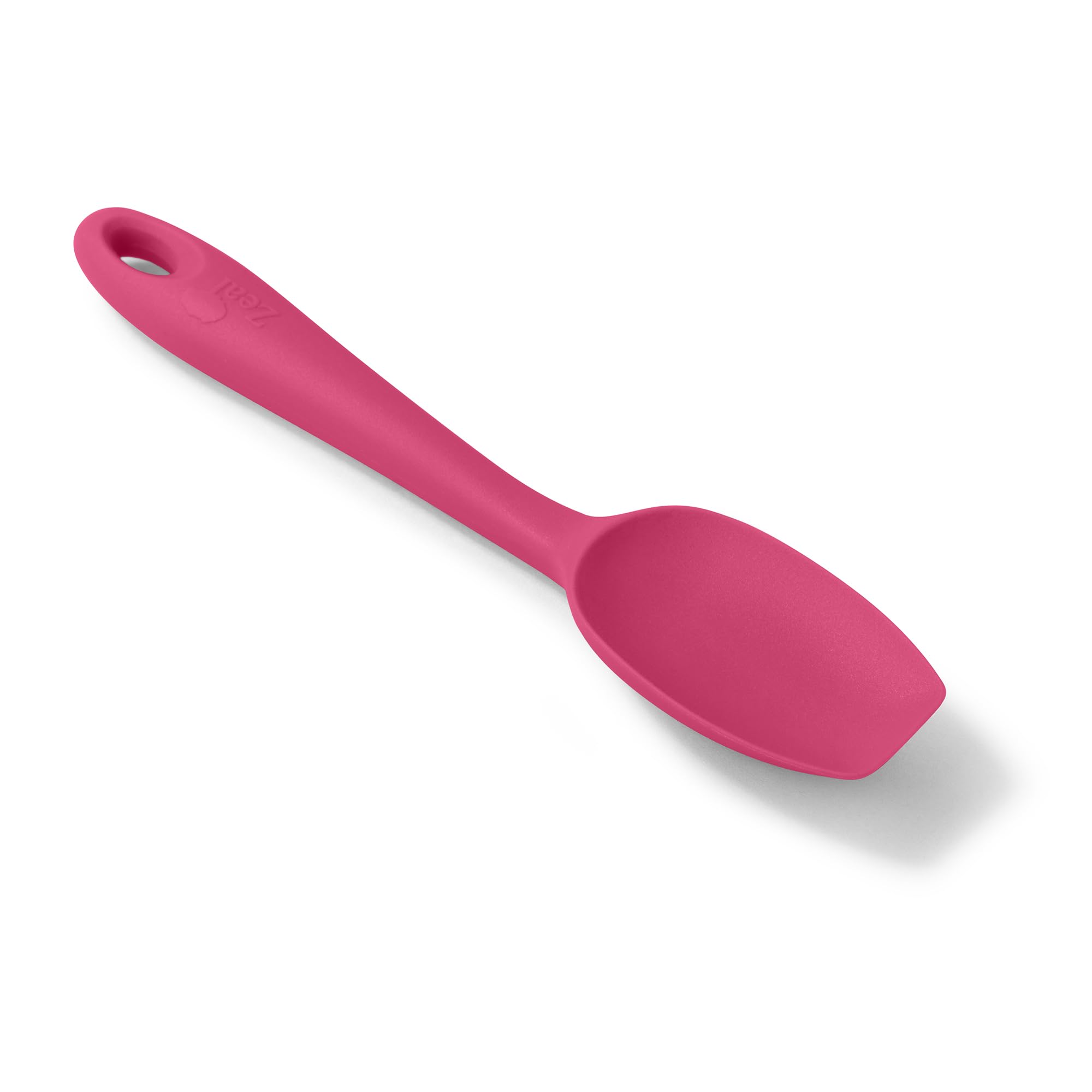 Zeal Silicone Spatula Spoon, Non-Stick Flat-Ended Cooking Spoon Spatula for Scraping, Scooping and Stirring – Odour and Stain Resistant, 20cm, Neon Pink