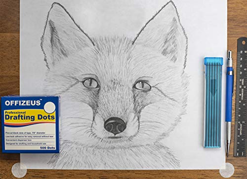 Professional Drafting Dots 500 pcs - Low Tack Pre-Cut Tape - Easy to Use, for Drawing, Blueprint, Artist, Architect