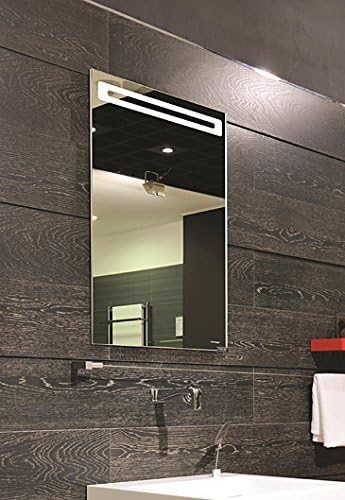 SIDLER LED 15" lighted mirrored bathroom cabinet left hinged with mirrored back wall Single Door Left