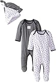 Burt's Bees Baby Baby-Boys Newborn Set Of 2 Organic Coveralls and Knot Top Hats, Blueberry, 9 Months