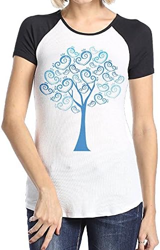 Askdji2 Women's Two-Toned Tshirts-Particular Love Good Luck Tree Black