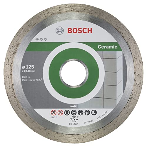 Bosch 10x Diamanttrennscheibe Standard for Ceramic (für Stein, Keramik, Fliesen, Marmor, Ø 125 x 22,23 x 1,6 x 7 mm, Zubehör für Winkelschleifer)