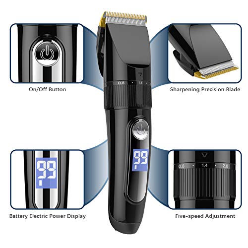 GOOLEEN Professional Hair Clippers for Men Cordless Hair Clipper Set Beard Trimmer Hair Trimmer IPX7 Waterproof USB Rechargeable Electric Hair Cutting Kit with Hairdressing Cape LCD Display