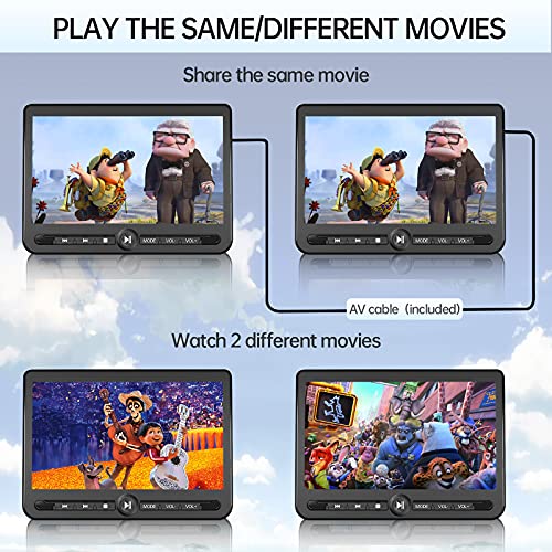 10.5" Dual Portable DVD Player, Arafuna Rechargable Car DVD Player Dual