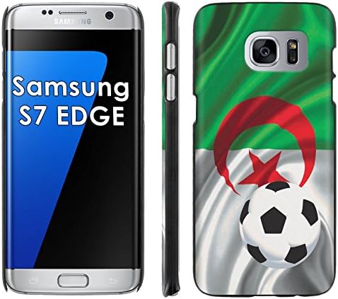 Samsung Galaxy [S7 EDGE] Phone Cover, Algeria Flag with Soccer Ball- Black Slim Clip-on Phone Case for [Samsung Galaxy [S7 EDGE]]