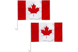 2 Pcs Canadian Car Flags 12x18 Inch - Double-Sided Printed, Super Knitted Polyester with Secure Clip & Unbreakable Pole ， for