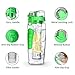 esLife 32 OZ Fruit Infuser Water Bottle with Large BPA Free Tritan Infusion Bottle Flip Top Lid & Dual Anti-Slip Grip Drinking Cup for Sports, Camping and Homeuse--Green
