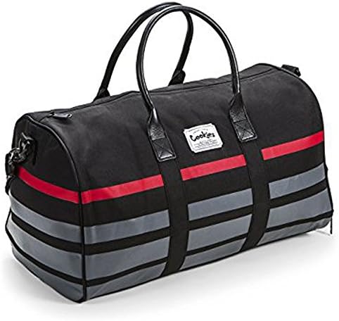 COOKIES SMELL PROOF 900 DENIER NYLON W/ PRINTED STRIPE DUFFEL BAG (Black, one size)
