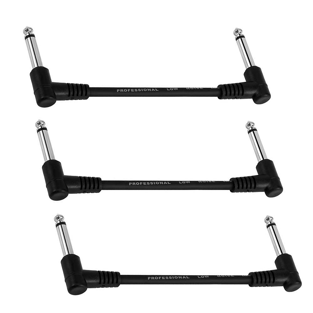 BRIEFCEC 15cm Noiseless Guitar Patch Cable - 6.35mm Right Angle TS Mono for Guitar/Bass Effects Pedalboard(15CM, Mono)