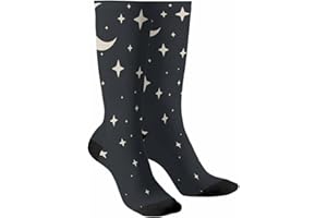Womens Socks, Abstract Moon on Starry Sky Crew Socks Casual Soft Breathable Athletic Sock, Cozy Ankle Sock for Women