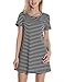 Timeson Women's Basic Round Neck Short Sleeve Striped Loose T-shirt Dress
