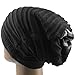 Samtree Unisex Slouchy Beanie Hat Stripe Knit Cap Loop Scarf Neckerchief Dreadlocks(Black)
