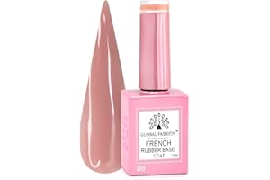GLOBAL FASHION PROFESSIONAL Global Fashion French Rubber Base Coat 15ml: Long-Lasting, Durable, & Chip-Resistant Gel Nail Polish Base Coat for Manicure and Pedicure | (08, 15ML)