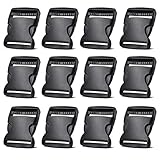 2 Inch Side Quick Release Plastic Buckles (12 Pack Black)