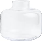 PORPAN Short Glass Vase, Short Flower Vase, Round Glass Vase, Small Glass Vases for Flowers, Clear Flower Vase, 6 Inch Modern Vases for Living Room, Dining Table, Wedding, Bookshelf, Office Decoration