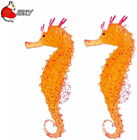 Visky Artificial Silicone Seahorse Luminous Aquarium Ornament for Fish Tank -4PCS-Orange