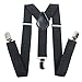 ESUPPORT Kids Y-Style Adjustable Elastic Sturdy Metal Clips PU Leather suspender Black