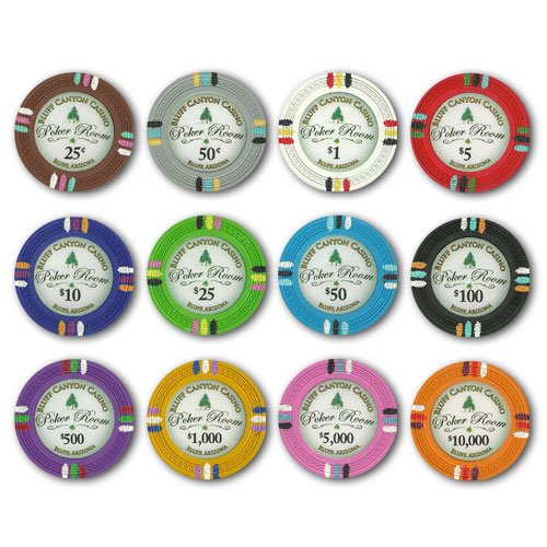 Deluxe Bluff Canyon 14gm 1000 Chip Clay Poker Set with Auminum Case - Includes Cards, Buttons and Dice!