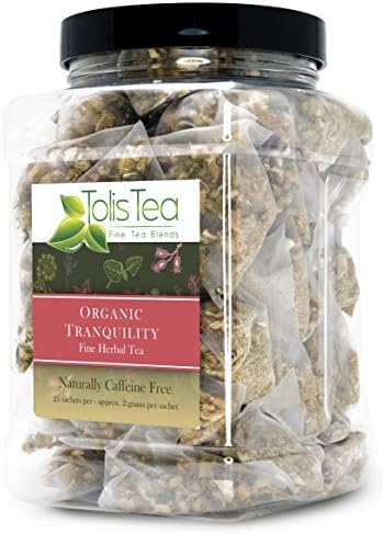 Tolis Tea Organic Tranquility Tea, Fine Herbal Tea Made with Orange and Hibiscus, - whole leaf pyramid tea sachets - High In Antioxidants, Naturally Caffeine Free, All Natural Ingredients, 25 Sachets