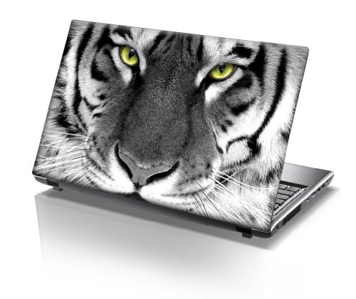 TaylorHe 15.6 inch 15 inch Laptop Skin Vinyl Decal with Colorful Patterns and Leather Effect Laminate MADE IN BRITAIN Tiger Face
