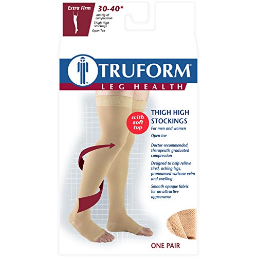 image for Truform 30-40 mmHg Compression Stockings for Men and Women, Thigh High