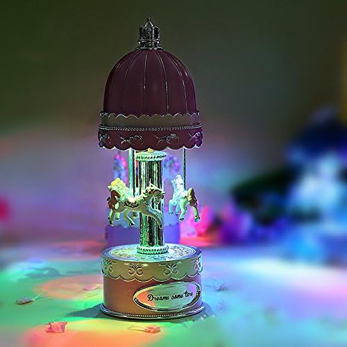HoneyGifts Laxury Carousel Music Box,7 Colors Led Light,Large Size