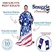 Snuggie Americana- The Original Blanket with Sleeves, Warm Fleece, Fits Most Adults 71”x 54”, Red, White & Blue America Flag- Bonus Warm Cozy Socks Included