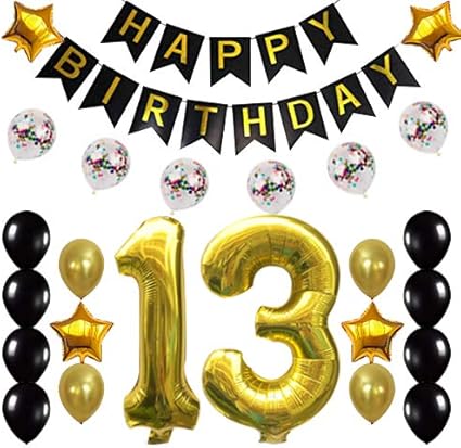 Amazon Com Gold 13rd Birthday Decorations Party Supplies Happy