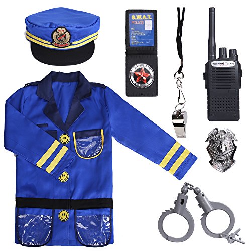 Sepco Police Officer Costume for Kids Role Play Kit with Cop Dress Up Costume Accessories, Ages 3-6 yrs Blue