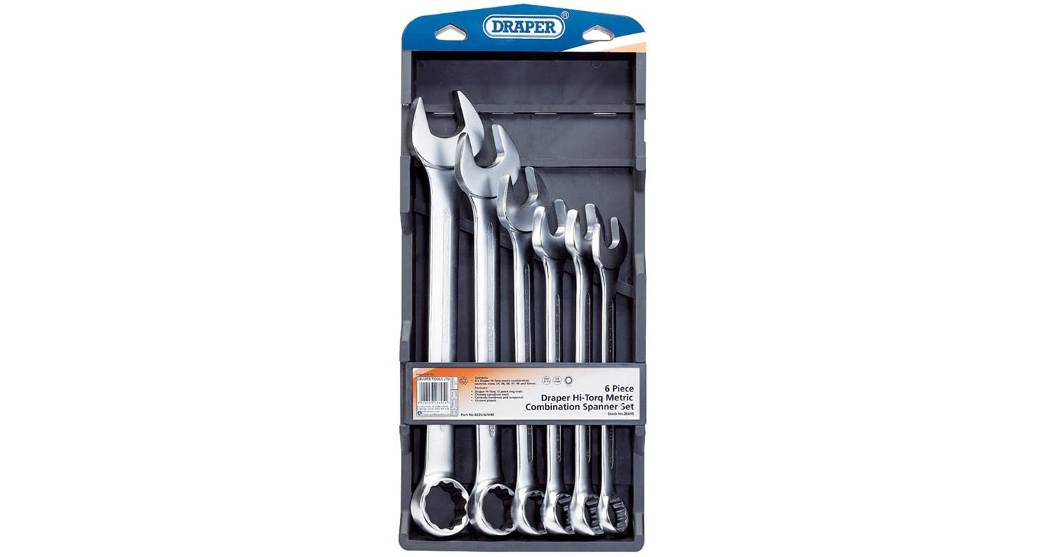 Draper 26695 Hi-Torq Metric Combination Spanner Set, 34mm-50mm, 6 Pieces , Blue