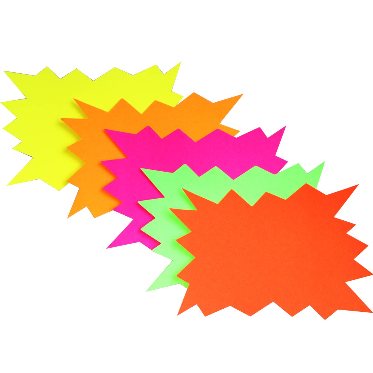 Bright Ideas Fluorescent Flashes. Flash Size: A5 Approx 14.8cm x 21cm, Pack of 50 Assorted Colours. Ideal for Eye-catching Shop Retail and Price Signs. BI8005.