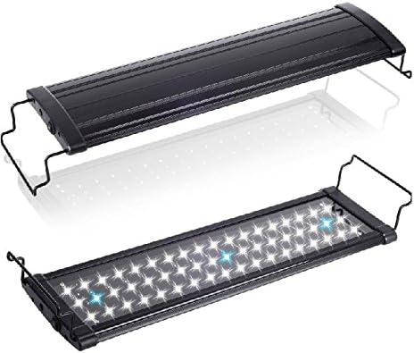LORIZA® Extendable LED Aquarium Lighting Ajustable Any Size from 34 inches - 44 inches, 88 - 111 cm Dimmable Blue White Super Bright LED Aquarium Lighting Reef Fish Tank Light