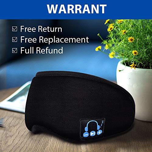 Bluetooth Sleep Mask with Sleep Headphones - 2020 Upgrade Bluetooth 5.0 - Built-in Speakers & MIC, Handsfree Call, Music, Washable - Travel Accessory, Gift